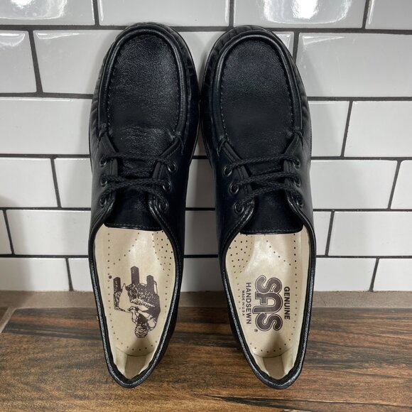 SAS Siesta Womens Size 8.5 Slim AAA Shoes Black Leather Comfort Lace Up Loafer - Picture 6 of 12